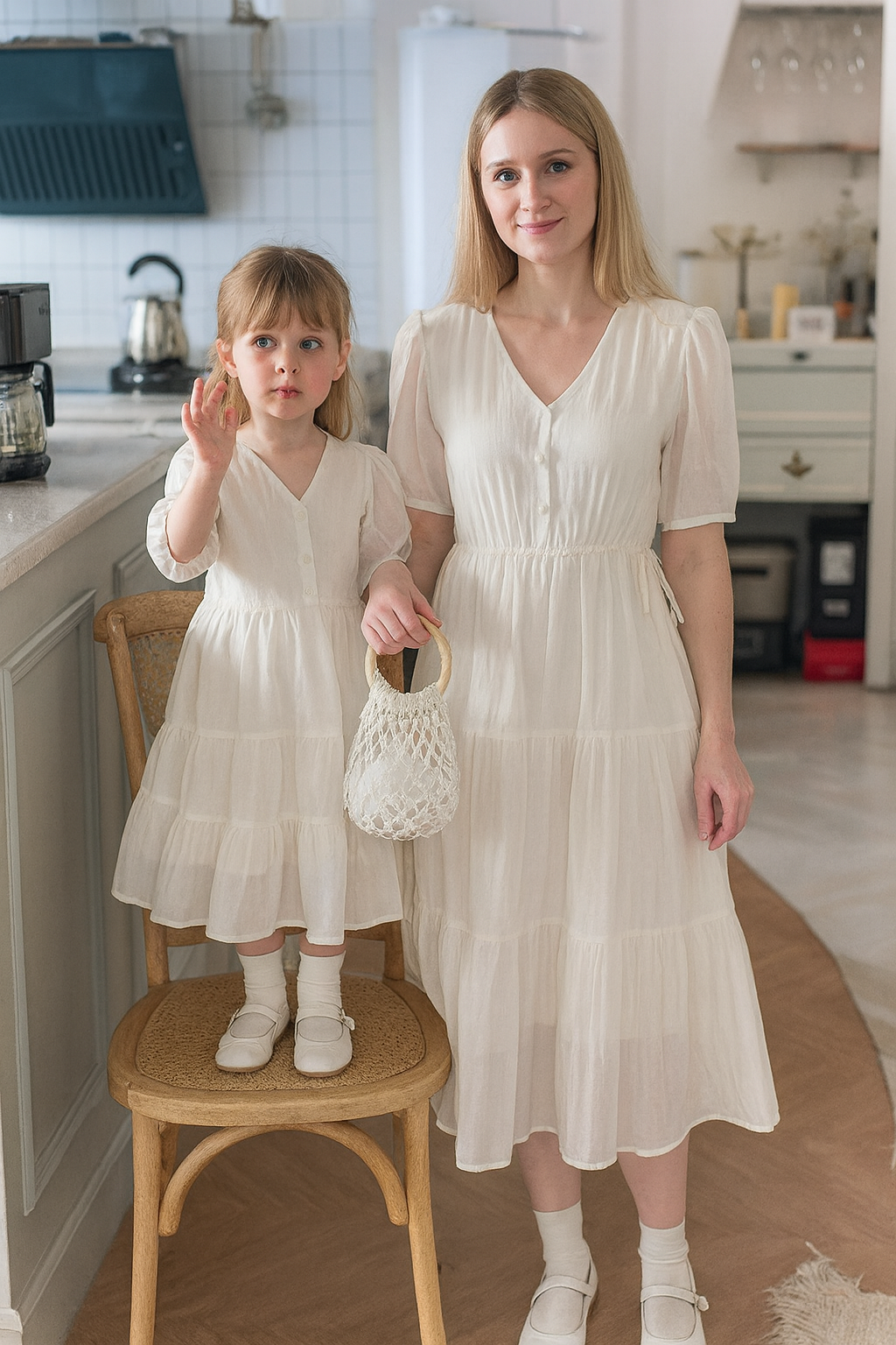 einfarbiges-mutter-tochter-kleid