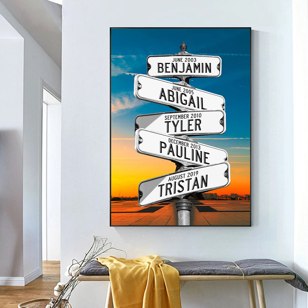 Familien Leinwand in Farbe