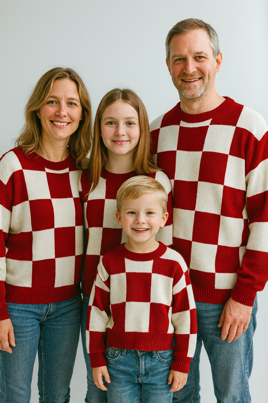 Karierter Familienpullover – Cosy Family