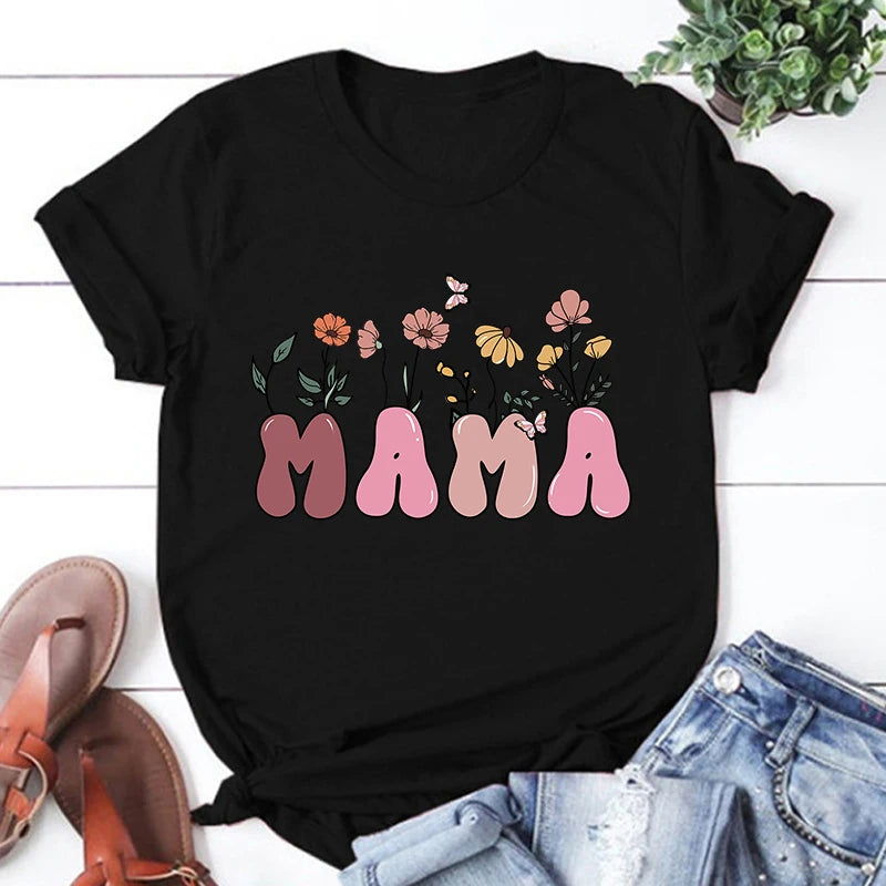 Mama T-Shirt Mit Blumen