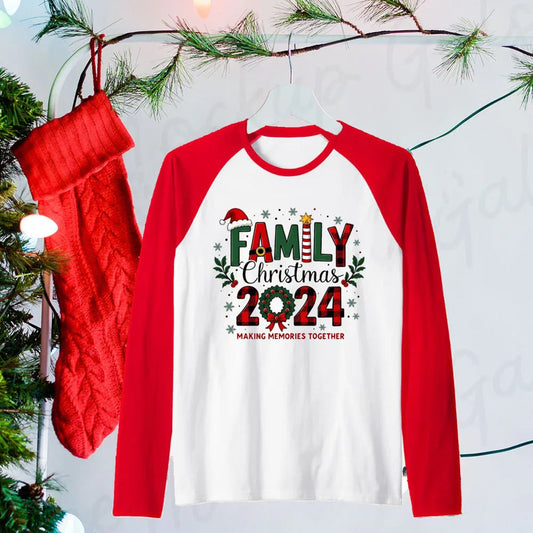 Weihnachts-T-Shirt Familie 2024 Rot