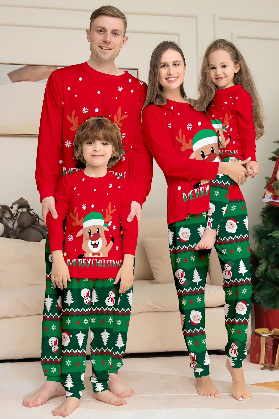 weihnachtspyjama-familie-bunt