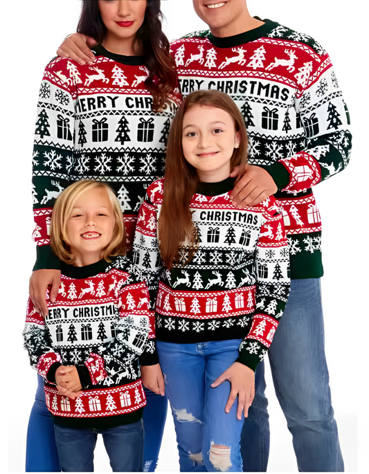 Weiße Weihnachtspullover Familie