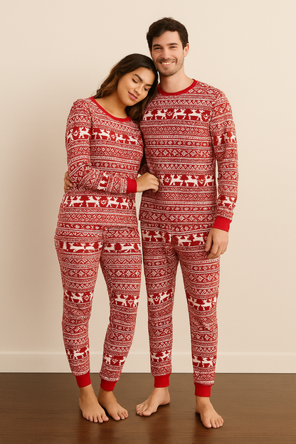Roter Weihnachtspyjama für Paare