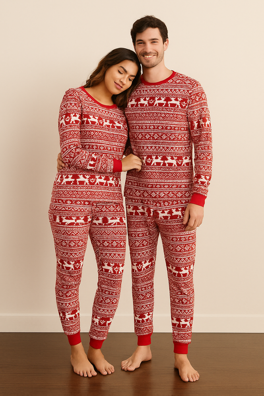 Roter Weihnachtspyjama für Paare