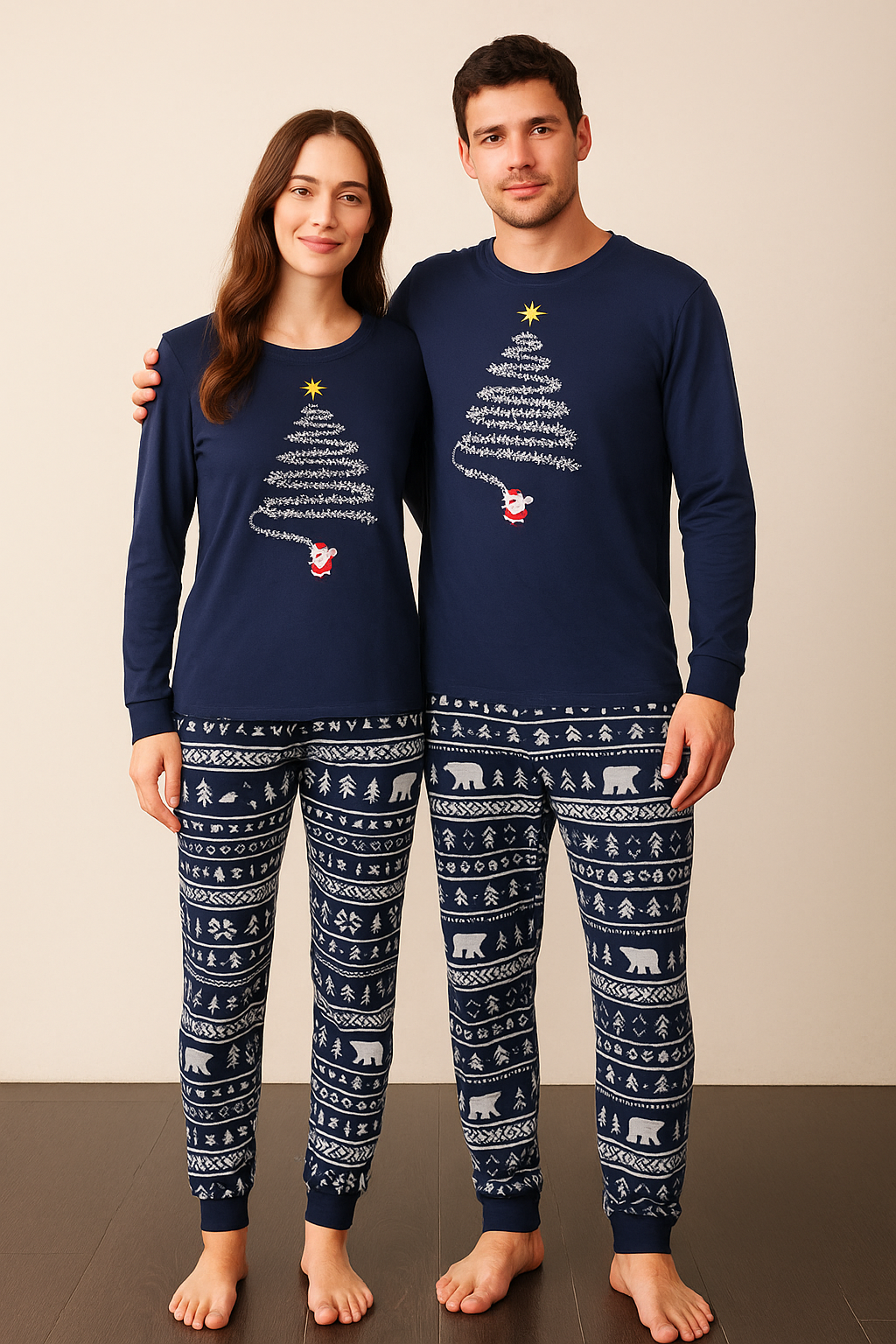 Weihnachtspyjama mit Tannenbaum für Paare