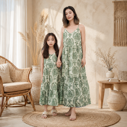 Geblümtes Mutter-Tochter-Kleid