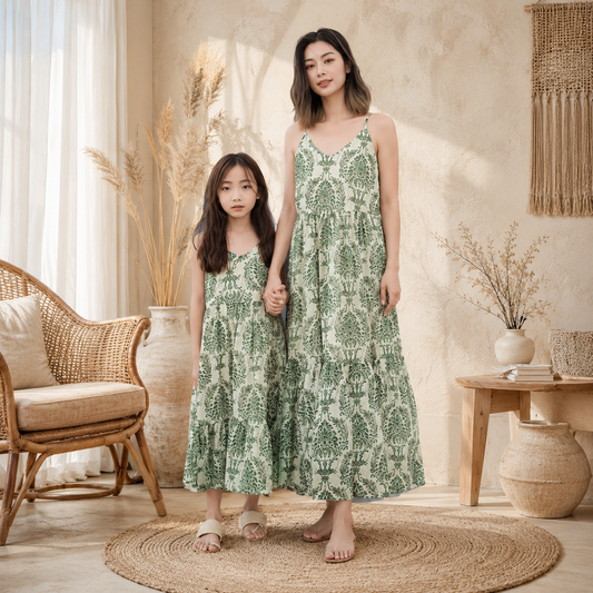 Geblümtes Mutter-Tochter-Kleid