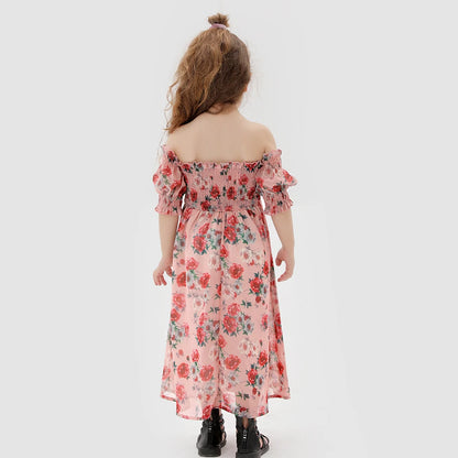 Mutter Tochter Kleid Rosa