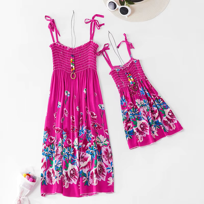 Mutter Tochter Kleid Rosa