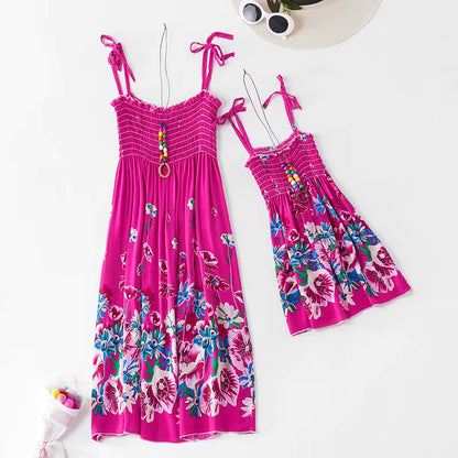 Mutter Tochter Kleid Rosa