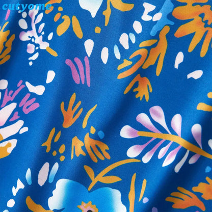 Blaues Mutter-Tochter-Kleid