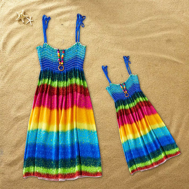 Mutter Tochter Pastell Kleid