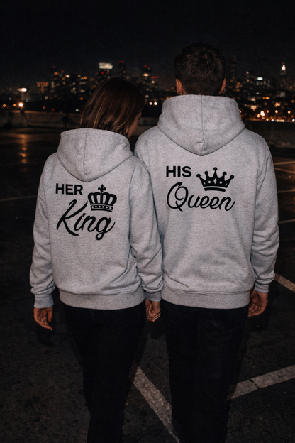 His King Her Queen Hoodie Schriftzug