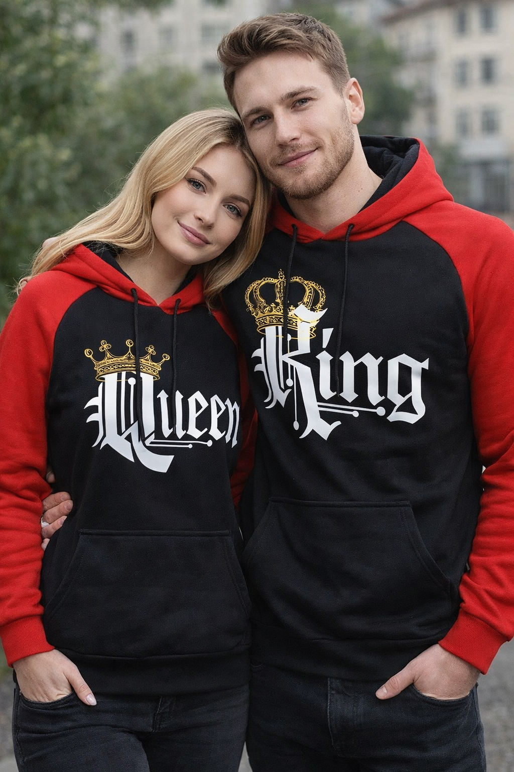 king-und-queen-hoodie-doppelt-schwarz-camouflage