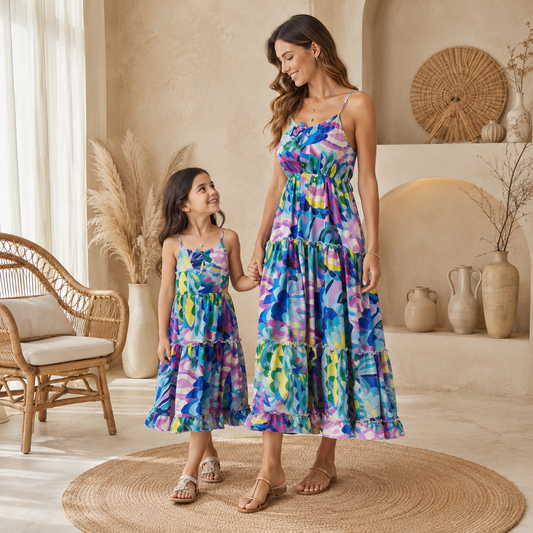 Mutter Tochter Kleid Handmade