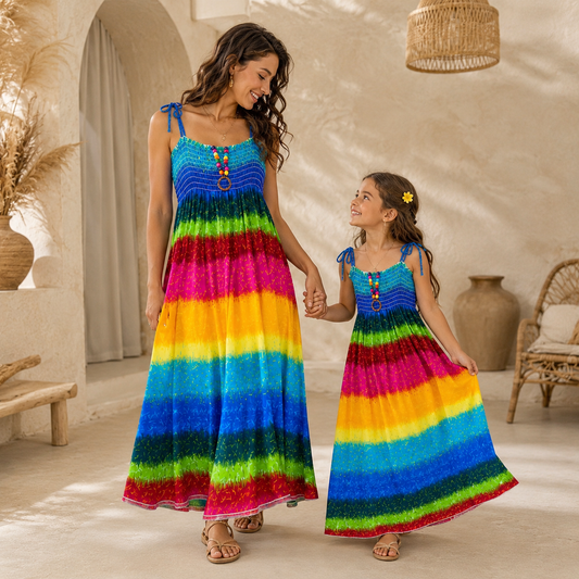 Mutter Tochter Pastell Kleid