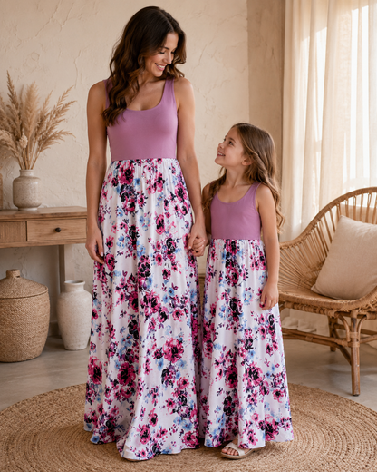 Mutter Tochter Kleid Lang