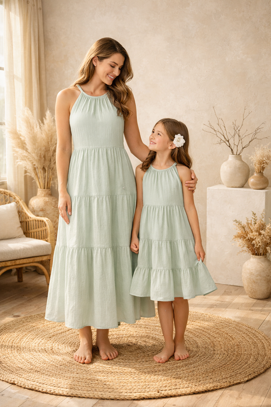 Mutter Tochter Kleid Strampler