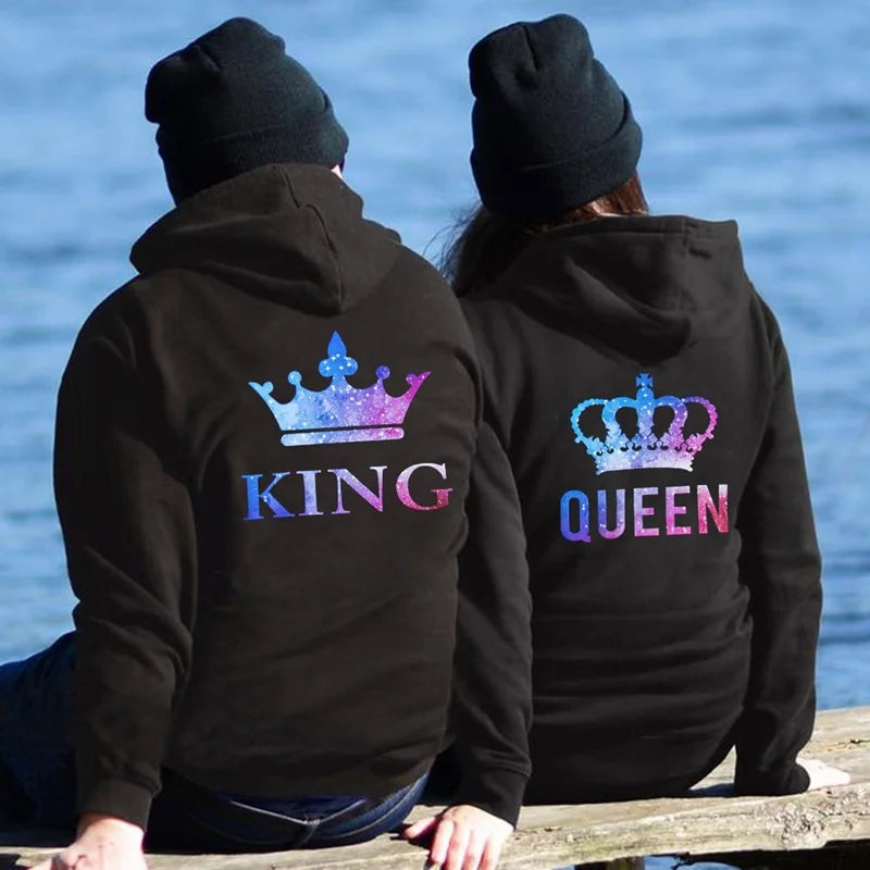 Pärchen Pullover King Queen Schriftzug Bunt