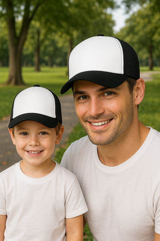 Papa Sohn Cap Schwarz und Weiß