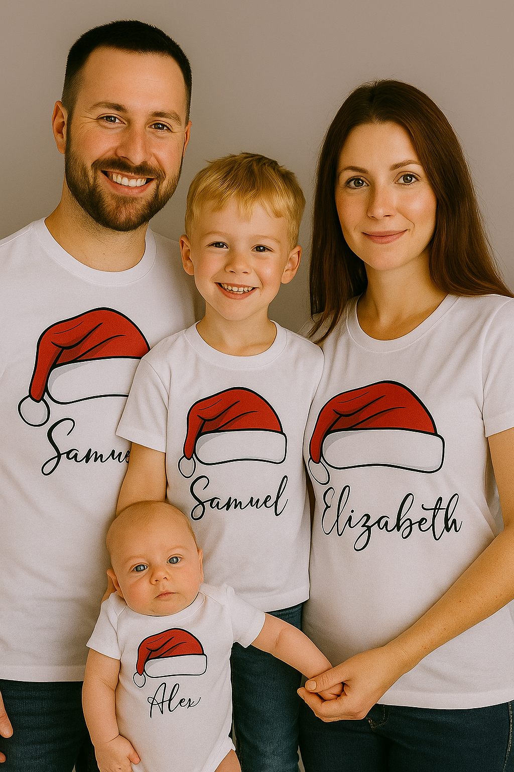Personalized Family Christmas Shirts Weiss