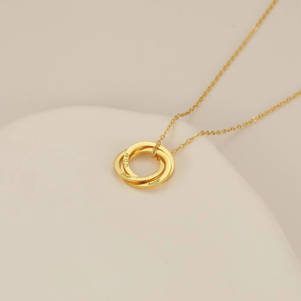 Interlocking Hearts Necklace Sister Gift - Ansicht 2