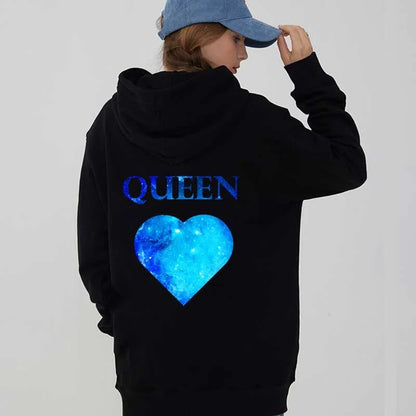 King And Queen Hoodies Blue