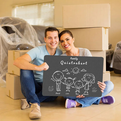 Personalisierte Fußmatte Familie Schwarz