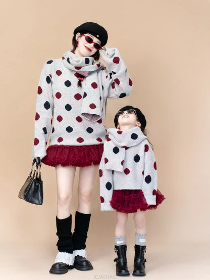 Mutter Und Tochter Punkte Pullover