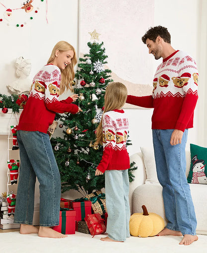Weihnachtspullover Familie Rot