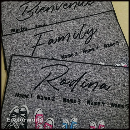 Personalisierte Fußmatte Familie Mit Katze