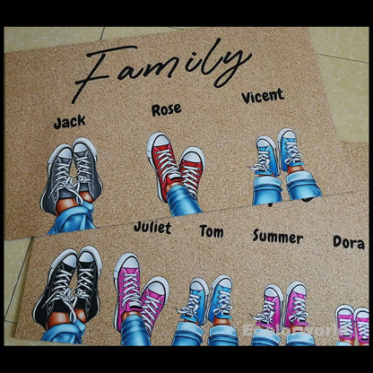 Personalisierte Fußmatte Familie Pfoten