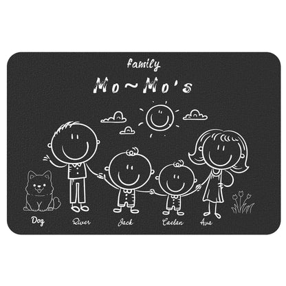 Personalisierte Fußmatte Familie Schwarz