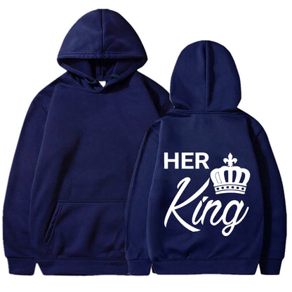 King And Queen Hoodies Blue And White