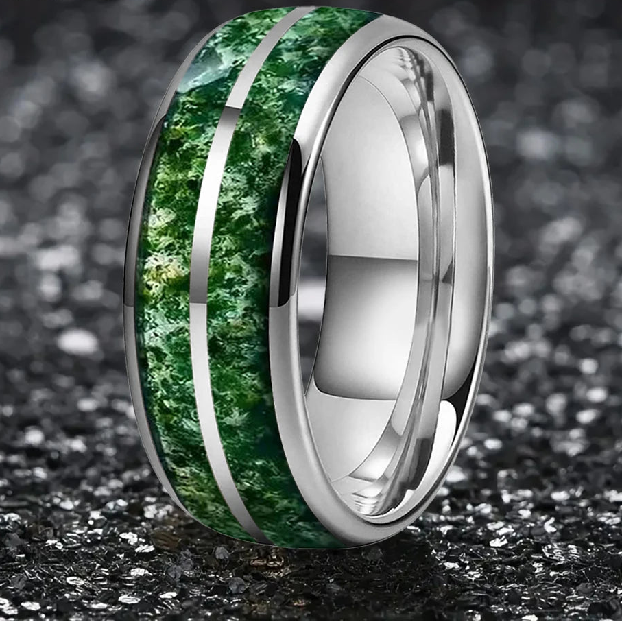 Moss Agate Couple Rings