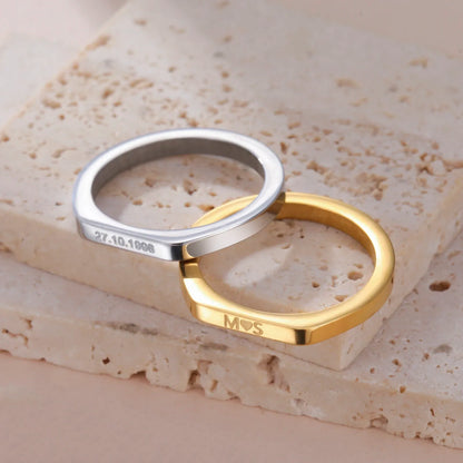 Paar Ringe Mit Gravur Silber