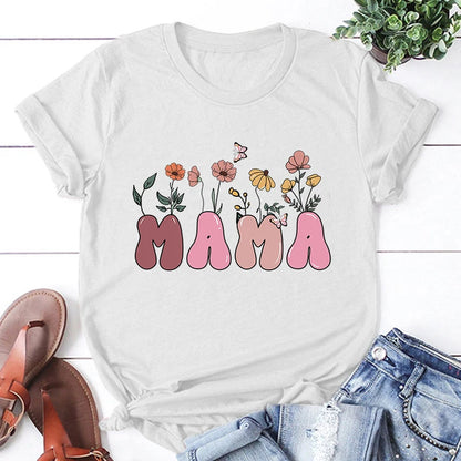 Mama T-Shirt Mit Blumen