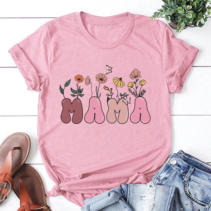 Mama T-Shirt Mit Blumen