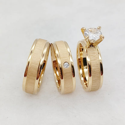 Engagement Couple Rings Gold
