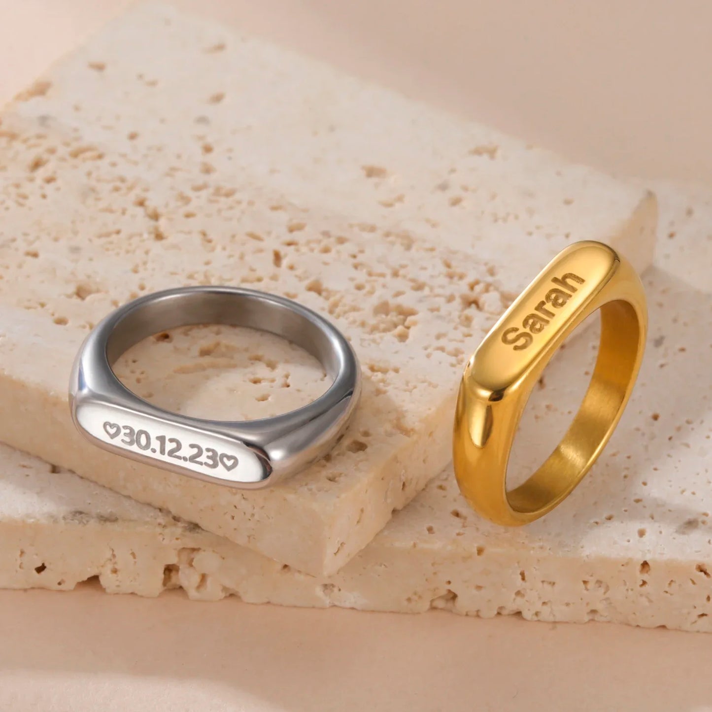 Paar Ringe Mit Gravur Silber