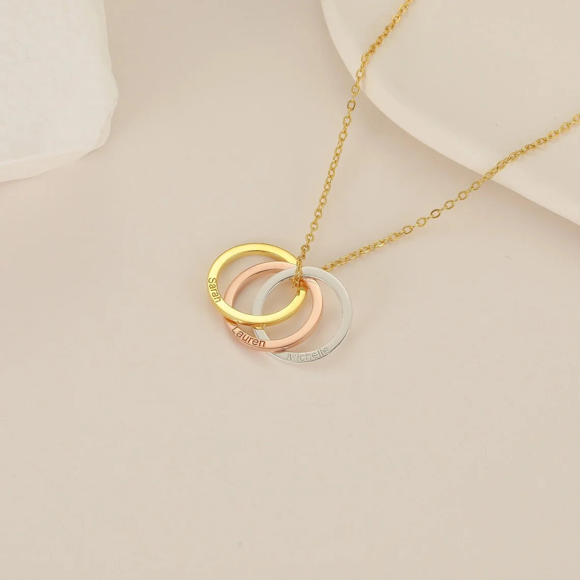 Interlocking Hearts Necklace Sister Gift - Ansicht 4
