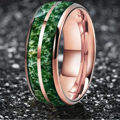 Moss Agate Couple Rings