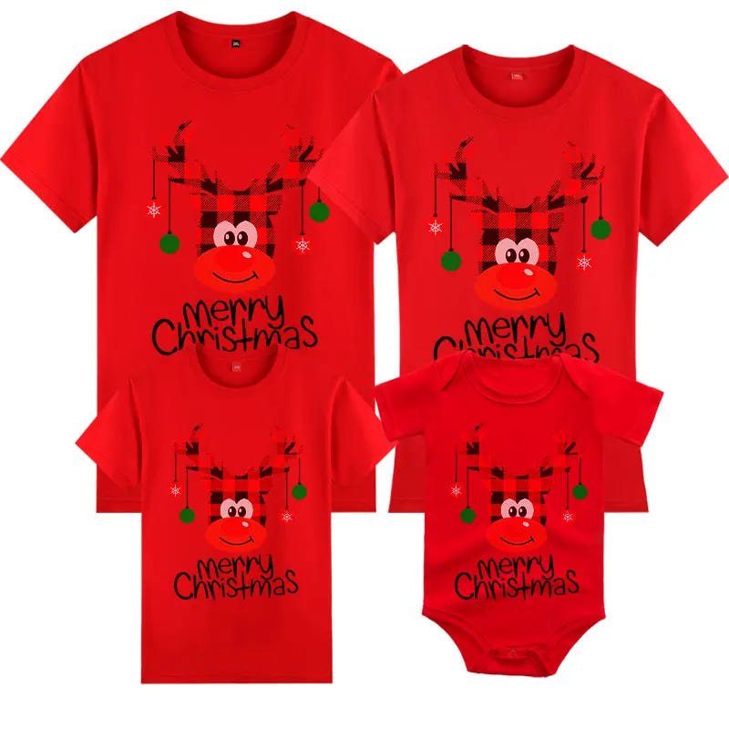 Weihnachts-T-Shirt Familie Rot – Ansicht 2