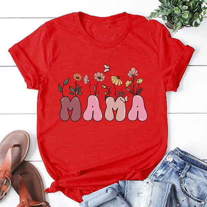Mama T-Shirt Mit Blumen