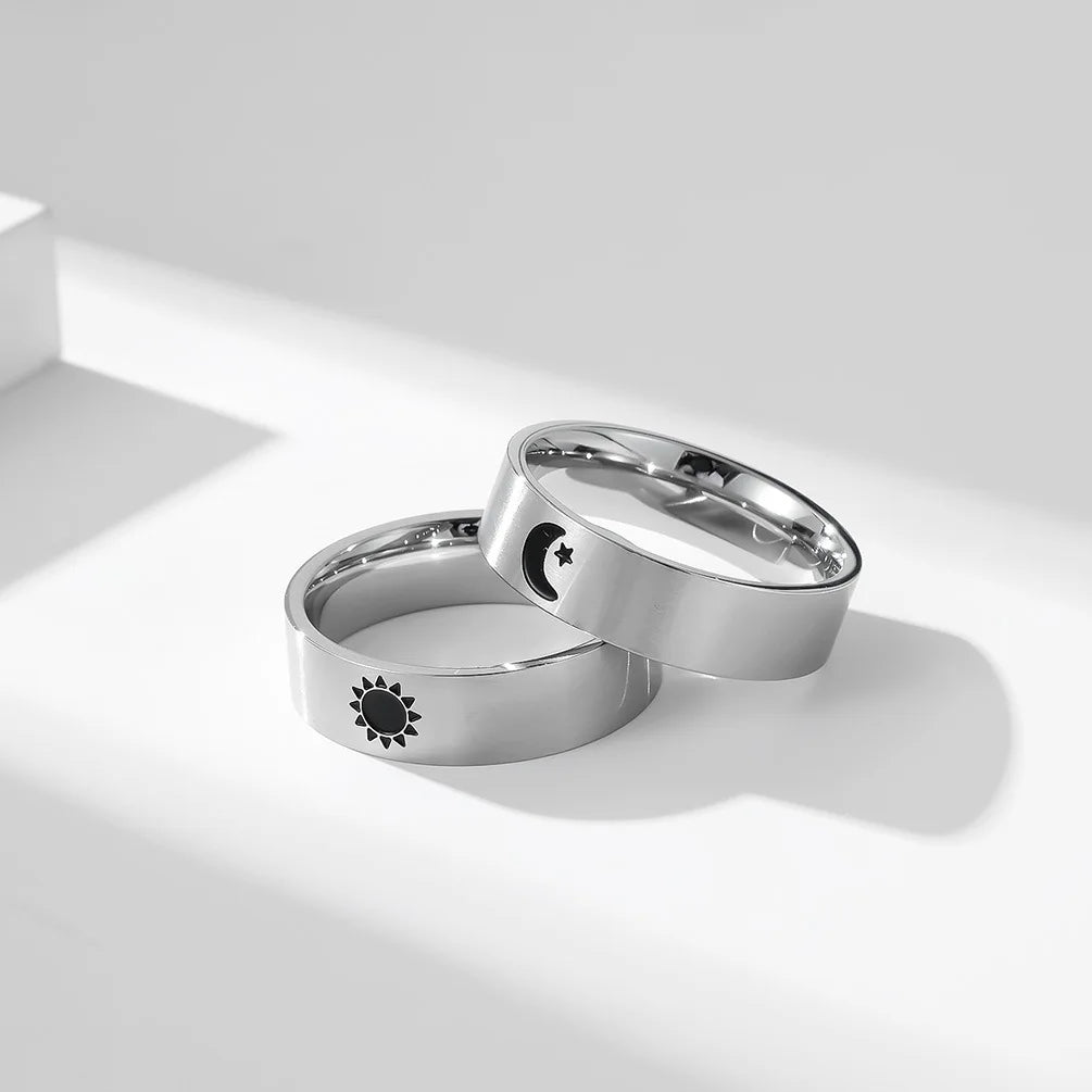 Paar Ringe Schwarz Silber