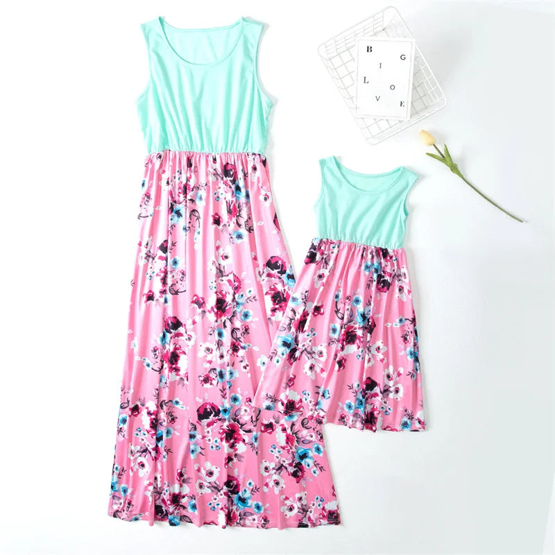 Mutter Tochter Kleid Lang