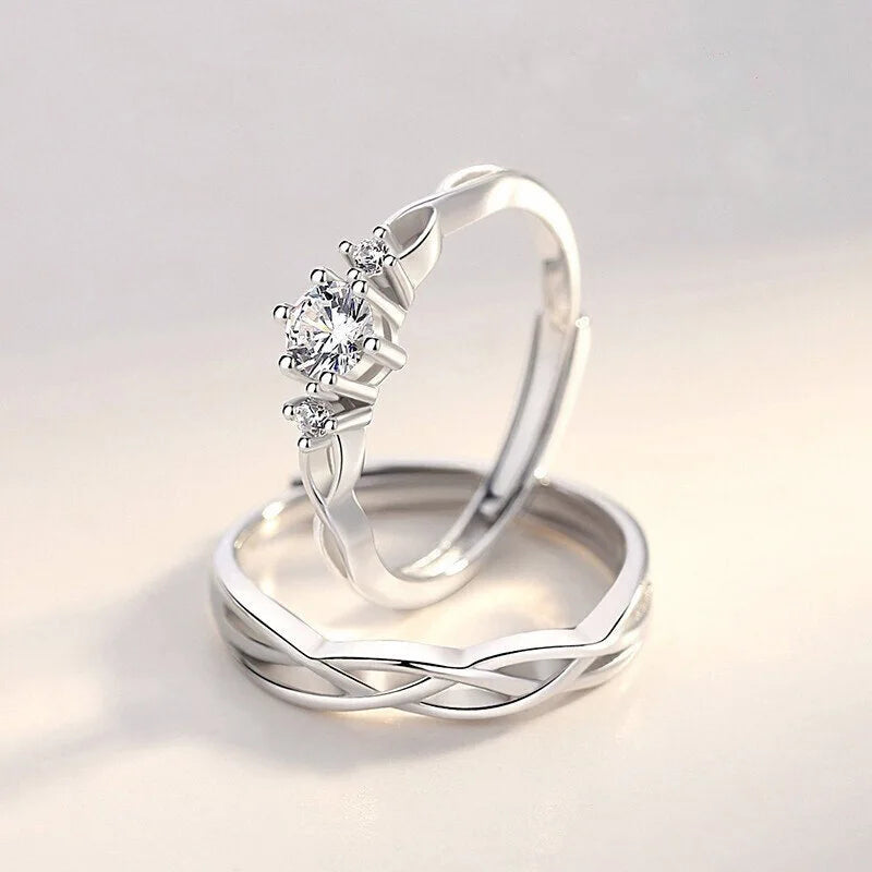 Silver Engagement Ring For Couple
