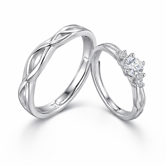 Silver Engagement Ring For Couple