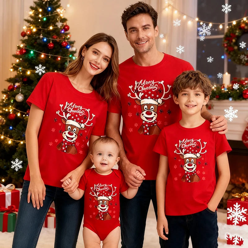 Weihnachts-T-Shirt Familie Rentier